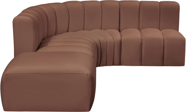 Arc Cognac Vegan Leather Modular Sofa 101Cognac-S5C Meridian Furniture