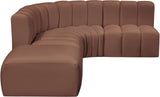 Arc Cognac Vegan Leather Modular Sofa 101Cognac-S5C Meridian Furniture