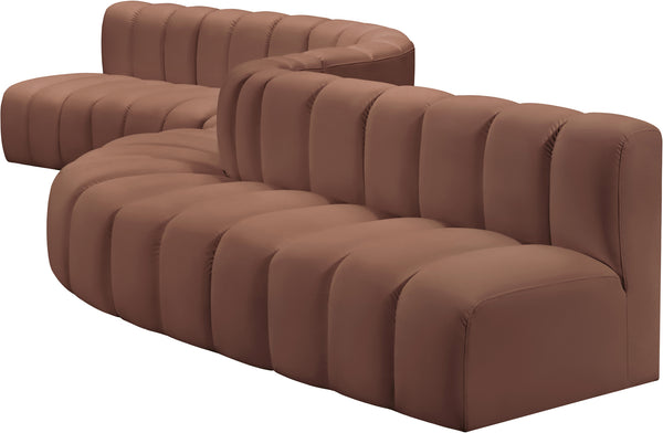 Arc Cognac Vegan Leather Modular Sofa 101Cognac-S8C Meridian Furniture
