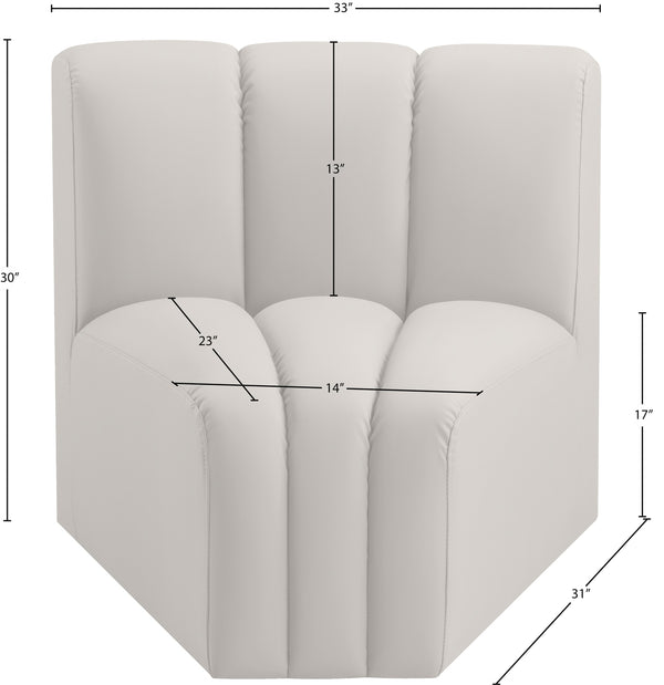 Arc Cream Vegan Leather Curved Corner 101Cream-CC Meridian Furniture