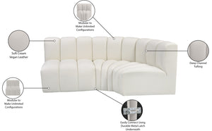 Arc Cream Vegan Leather Modular Sofa 101Cream-S3A Meridian Furniture