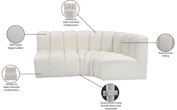 Arc Cream Vegan Leather Modular Sofa 101Cream-S3A Meridian Furniture