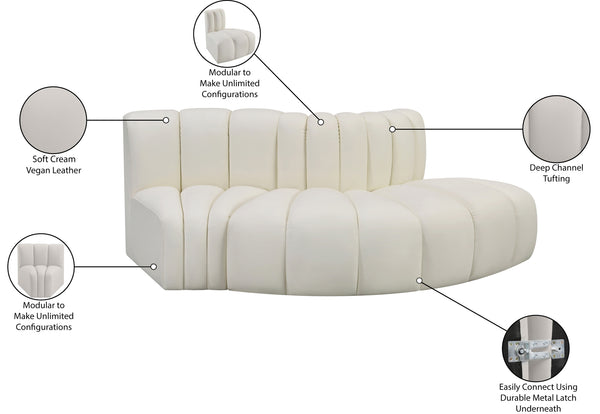 Arc Cream Vegan Leather Modular Sofa 101Cream-S3E Meridian Furniture