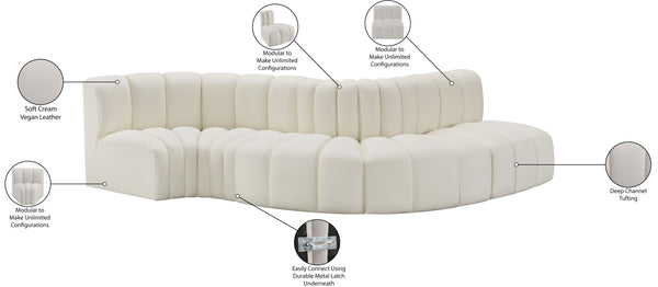 Arc Cream Vegan Leather Modular Sofa 101Cream-S5B Meridian Furniture