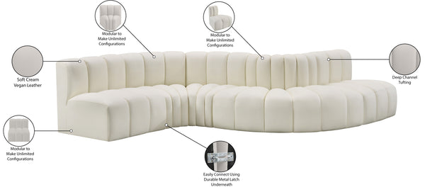 Arc Cream Vegan Leather Modular Sofa 101Cream-S6A Meridian Furniture