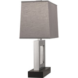 Robert Abbey Doughnut Table Lamp Antique Silver Rectangular Smoke Gray Shade