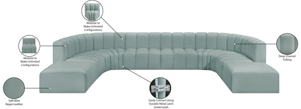 Arc Mint Green Vegan Leather Modular Sofa 101Mint-S10A Meridian Furniture