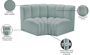 Arc Mint Green Vegan Leather Modular Sofa 101Mint-S2B Meridian Furniture
