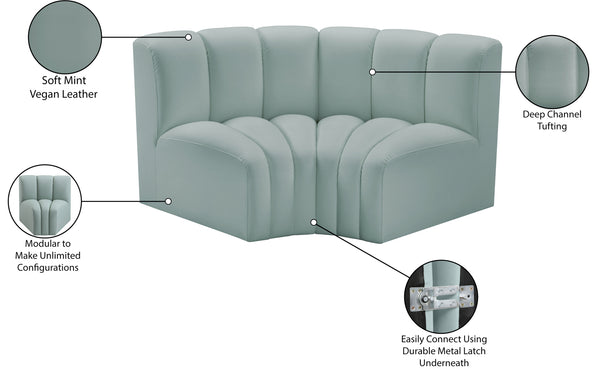 Arc Mint Green Vegan Leather Modular Sofa 101Mint-S2B Meridian Furniture