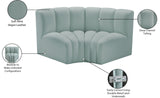 Arc Mint Green Vegan Leather Modular Sofa 101Mint-S2B Meridian Furniture