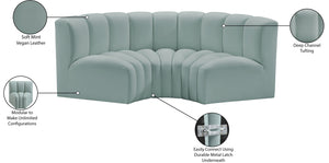 Arc Mint Green Vegan Leather Modular Sofa 101Mint-S3C Meridian Furniture