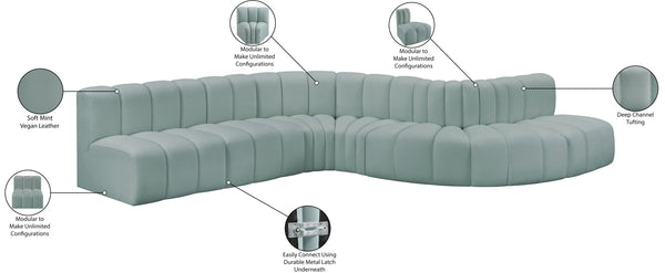 Arc Mint Green Vegan Leather Modular Sofa 101Mint-S7C Meridian Furniture