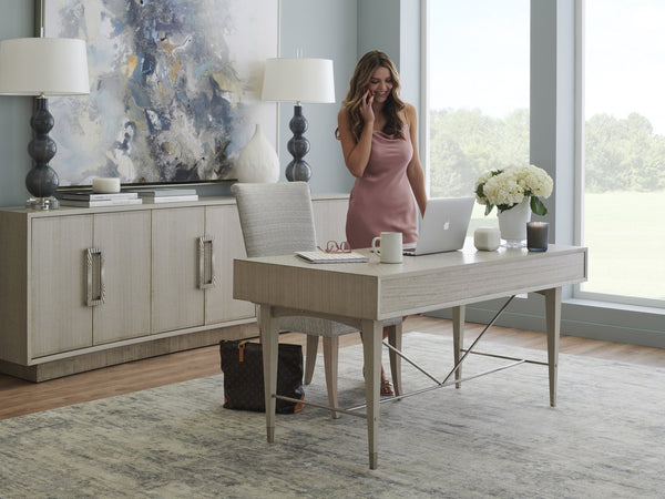 Lexington Sligh Westport Writing Desk - Contemporary Eucalyptus Design With Brushed Nickel Accents & Ample Storage Gray Wood 101-410