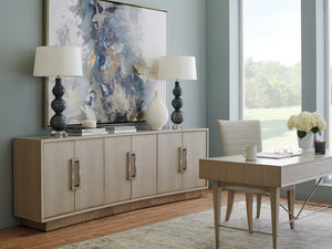 Lexington Sligh Donovan Media Console - Contemporary Eucalyptus Design With Sleek Storage & Striking Metal Accents Gray Wood 101-661