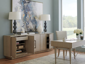Lexington Sligh Donovan Media Console - Contemporary Eucalyptus Design With Sleek Storage & Striking Metal Accents Gray Wood 101-661