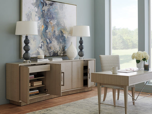 Lexington Sligh Donovan Media Console - Contemporary Eucalyptus Design With Sleek Storage & Striking Metal Accents Gray Wood 101-661