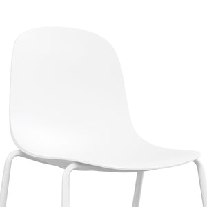 English Elm Modern Plastic Stackable Dining Chair Set of 4 with Ergonomic Seats, Sturdy Metal Legs, Easy Assembly for Home and Patio White T3623P380685