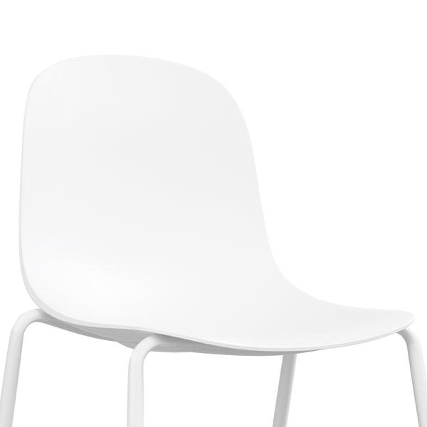 English Elm Modern Plastic Stackable Dining Chair Set of 4 with Ergonomic Seats, Sturdy Metal Legs, Easy Assembly for Home and Patio White T3623P380685