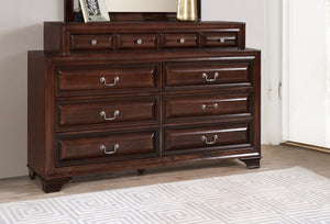 English Elm LaVita Solid Hardwood 10-Drawer Dresser with Jewelry Drawers, Durable Oak Finish, Spacious Storage Cappuccino 42 L x 69 W x 20 H B078108499