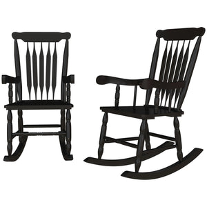 English Elm Outsunny Outdoor Rocking Chairs Set Of 2 - Classic Black Wood Rockers For Patios, Gardens & Balconies W2225P217107-GIGA