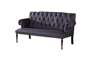 English Elm 66" Modern Loveseat with Button-Tufted Back, Rolled Arms & Solid Wood Turned Legs for Compact Spaces Blue B029P333527