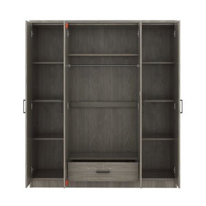English Elm 4-door Wardrobe with Drawer Gray Mdf Freestanding Bedroom Closet Storage Unit LP006002AAE