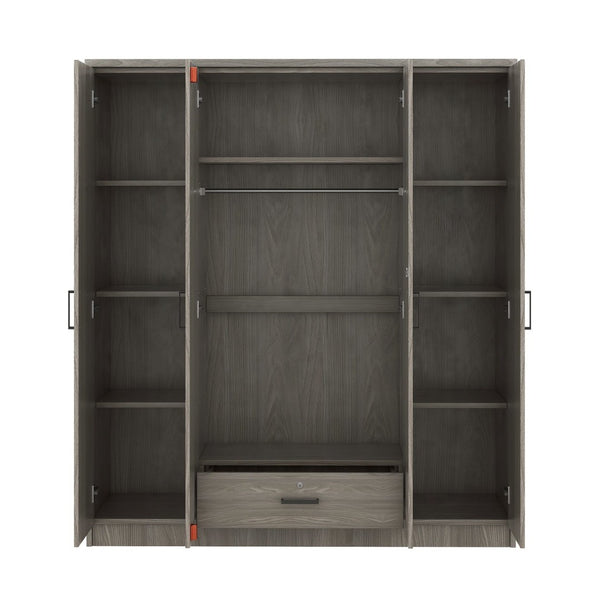 English Elm 4-door Wardrobe with Drawer Gray Mdf Freestanding Bedroom Closet Storage Unit LP006002AAE