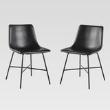 Upholstered Dining Chair with Metal X Base - Set of 2 Black XUMD1EBL Walker Edison