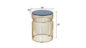 English Elm ET901 Sleek Contemporary Metal Frame End Table with Tinted Tempered Glass Top, 21" Height, Modern Accent Gold B009P306193