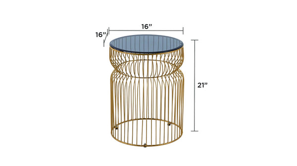 English Elm ET901 Sleek Contemporary Metal Frame End Table with Tinted Tempered Glass Top, 21" Height, Modern Accent Gold B009P306193