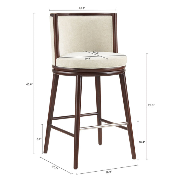 English Elm Evalyn Cream Chenille Barstool With Beech Wood Legs - Stylish, Durable Seating For Modern Spaces B365P398051