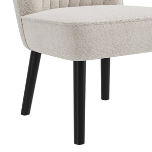 English Elm Shellback Boucle Accent Chair with Channel Tufted Back for Living Room or Bedroom B127P286650