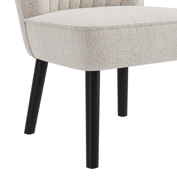 English Elm Shellback Boucle Accent Chair with Channel Tufted Back for Living Room or Bedroom B127P286650