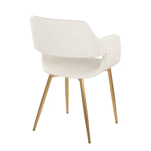 English Elm Margarite Modern Glam Dining Chairs Set Of 2 In Cream Faux Leather & Gold Metal For Elegant Spaces B202S01275