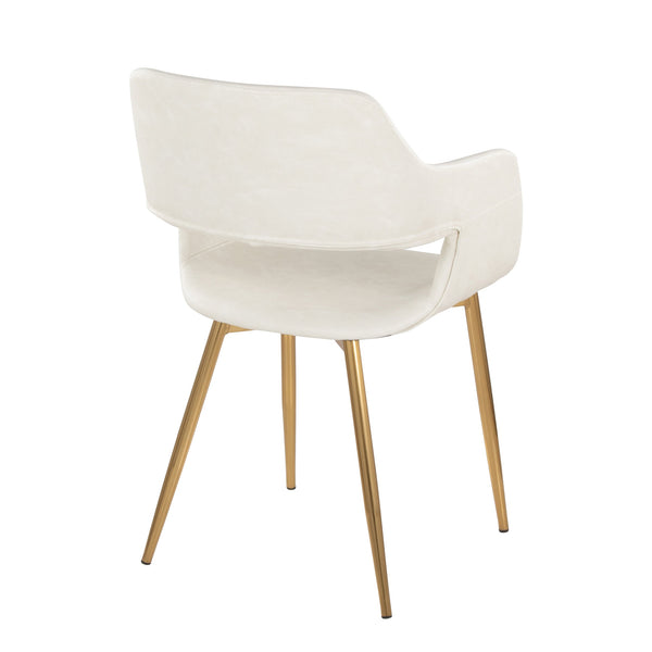 English Elm Margarite Modern Glam Dining Chairs Set Of 2 In Cream Faux Leather & Gold Metal For Elegant Spaces B202S01275