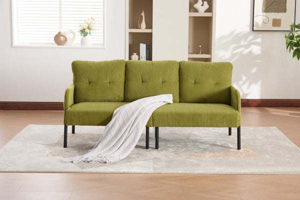 English Elm United We Win Corduroy Loveseat Plush Ergonomic Sofa with Spring Support Metal Legs Olive Green W1568P410049