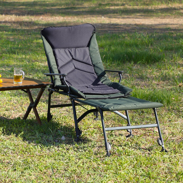 English Elm Camping Lounge Chair With Detachable Footrest - Portable, Adjustable Recliner For Comfort Outdoors W241106343