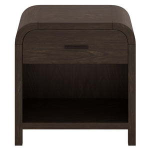 Worldwide Home Furnishings Bowman-1 Elegant 1-drawer Accent Table With Open Shelf And Charging Station For Versatile Decor Dark Walnut Engineered Wood,Oak Veneer 102-281dwt