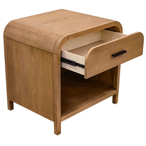 Worldwide Home Furnishings Bowman-1 Elegant 1-drawer Accent Table With Open Shelf And Charging Station For Versatile Decor Natural Engineered Wood,Oak Veneer 102-281nat