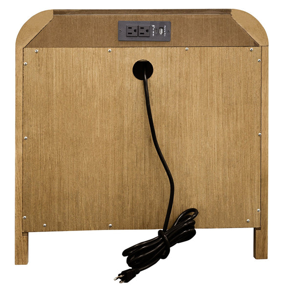 Worldwide Home Furnishings Bowman-1 Elegant 1-drawer Accent Table With Open Shelf And Charging Station For Versatile Decor Natural Engineered Wood,Oak Veneer 102-281nat