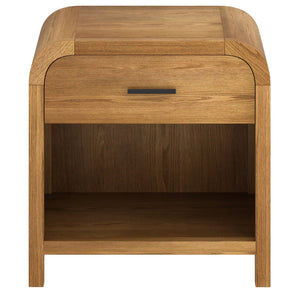 Worldwide Home Furnishings Bowman-1 Elegant 1-drawer Accent Table With Open Shelf And Charging Station For Versatile Decor Natural Engineered Wood,Oak Veneer 102-281nat