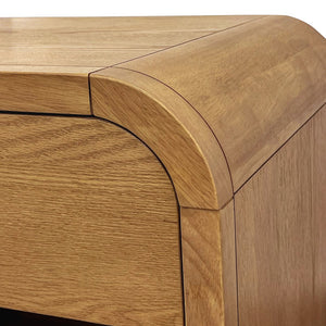 Worldwide Home Furnishings Bowman-1 Elegant 1-drawer Accent Table With Open Shelf And Charging Station For Versatile Decor Natural Engineered Wood,Oak Veneer 102-281nat