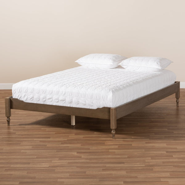 Baxton Studio Baxton Studio Laure Queen Platform Bed Frame in Weathered Grey Oak - Chic Bohemian Design & Durability MG0011-Weather Grey-Queen