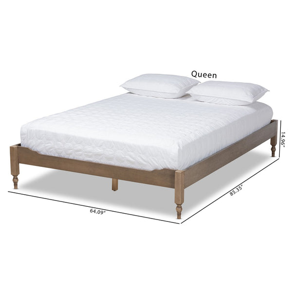Baxton Studio Baxton Studio Laure Queen Platform Bed Frame in Weathered Grey Oak - Chic Bohemian Design & Durability MG0011-Weather Grey-Queen