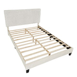 English Elm Findlay Plush 3D Upholstered Platform Bed In White Dove