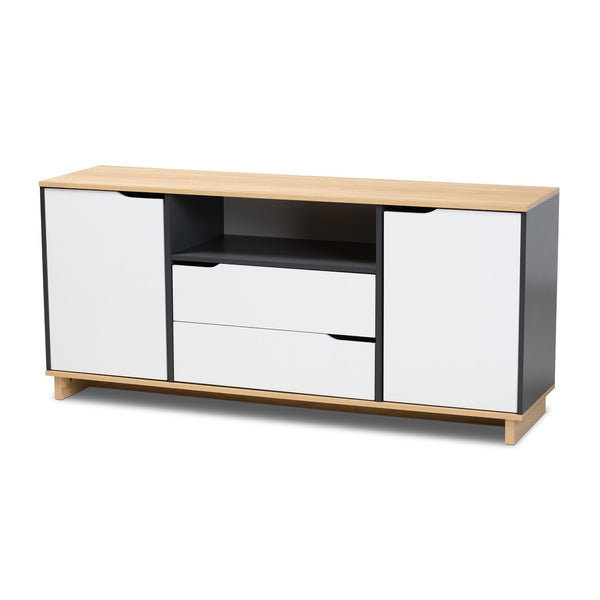 Baxton Studio Baxton Studio Reed Mid-Century Modern Sideboard – Multicolor Wood Storage with Clean Lines & Style MPC8005-Oak/Grey/White-Sideboard