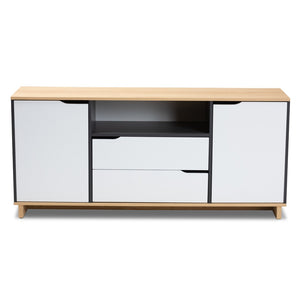 Baxton Studio Baxton Studio Reed Mid-Century Modern Sideboard – Multicolor Wood Storage with Clean Lines & Style MPC8005-Oak/Grey/White-Sideboard