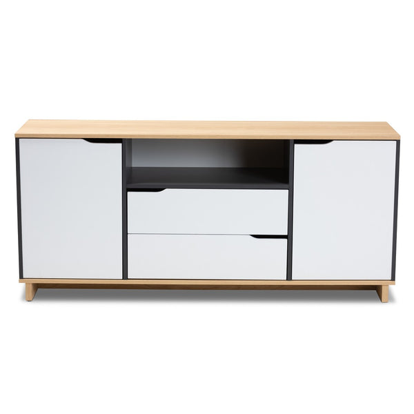 Baxton Studio Baxton Studio Reed Mid-Century Modern Sideboard – Multicolor Wood Storage with Clean Lines & Style MPC8005-Oak/Grey/White-Sideboard