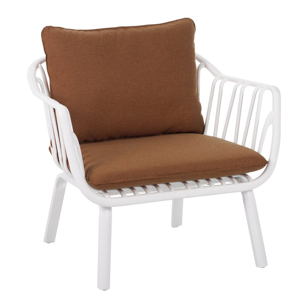 English Elm Christopher Knight Home® - Huron Outdoor PP Club Chair with Waterproof Olefin Cushions, Durable Plastic Frame and Iron Legs - Weather-Resistant Patio Seating Set Brown,White N775P178198W