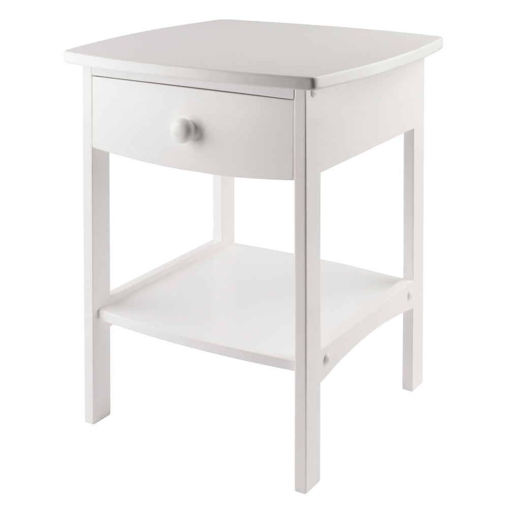 Winsome Wood Claire Curved Accent Table - Stylish White Nightstand With Drawer & Shelf For Bedroom Or Living Room White Solid ,Composite Wood 10218-winsome-wood